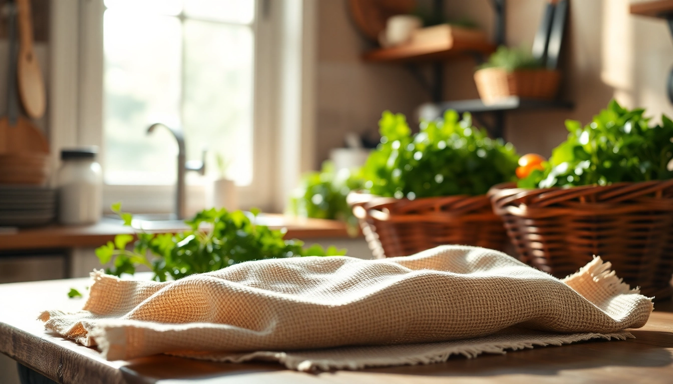 Kaasdoek used for straining fresh ingredients on a rustic kitchen countertop