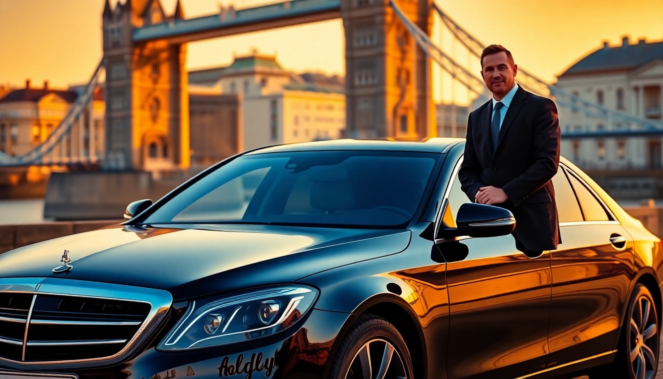 Experience premium private chauffeur london service with a professional chauffeur by a luxury car.