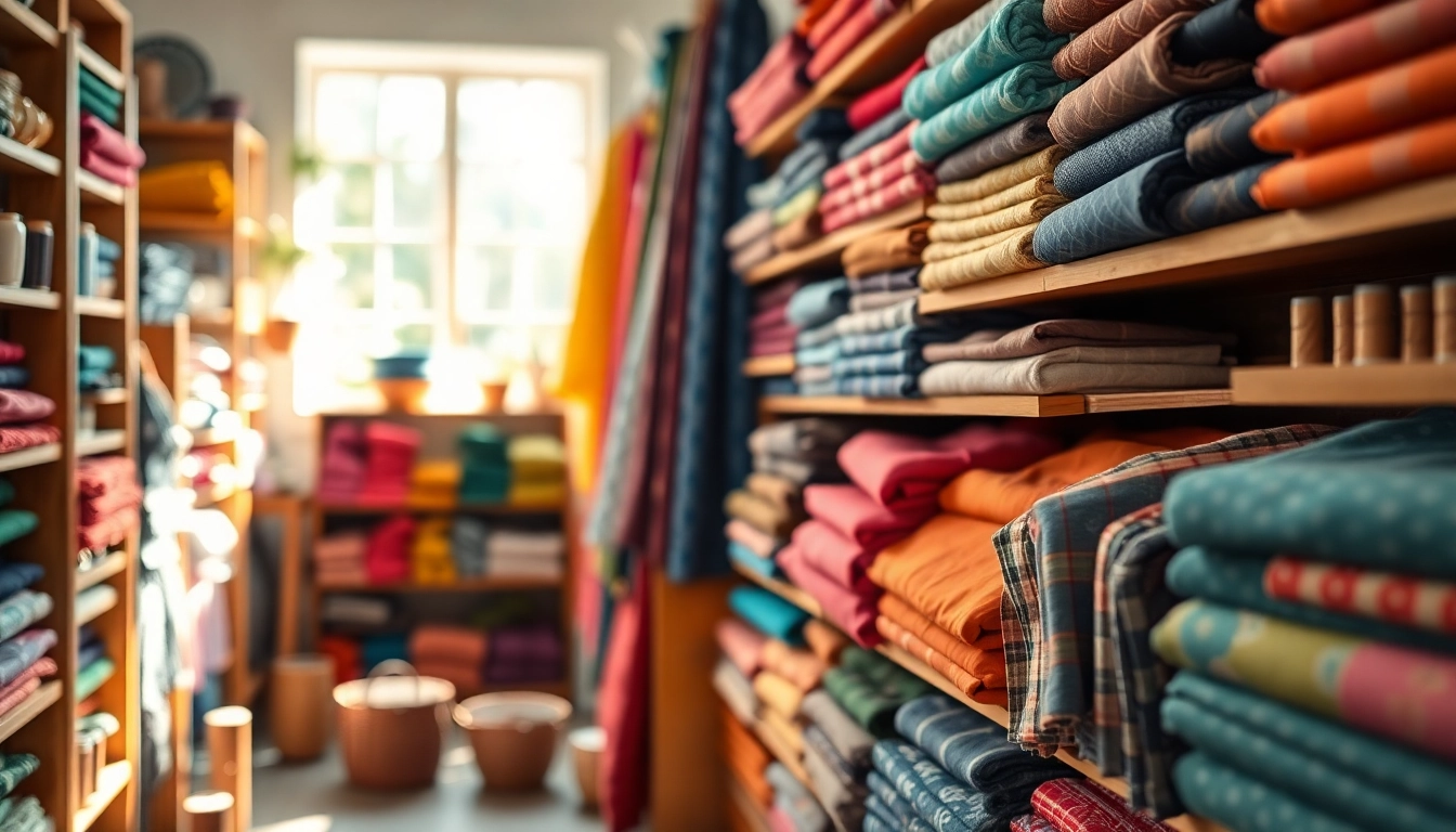 Bekijk unieke wafel katoen met diverse kleuren en texturen in een gezellige winkelomgeving.