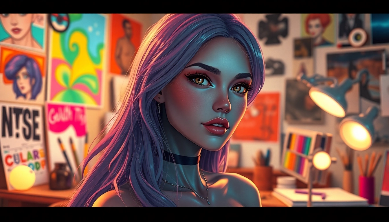 Create captivating NSFW AI characters in a vibrant digital studio showcasing creativity.