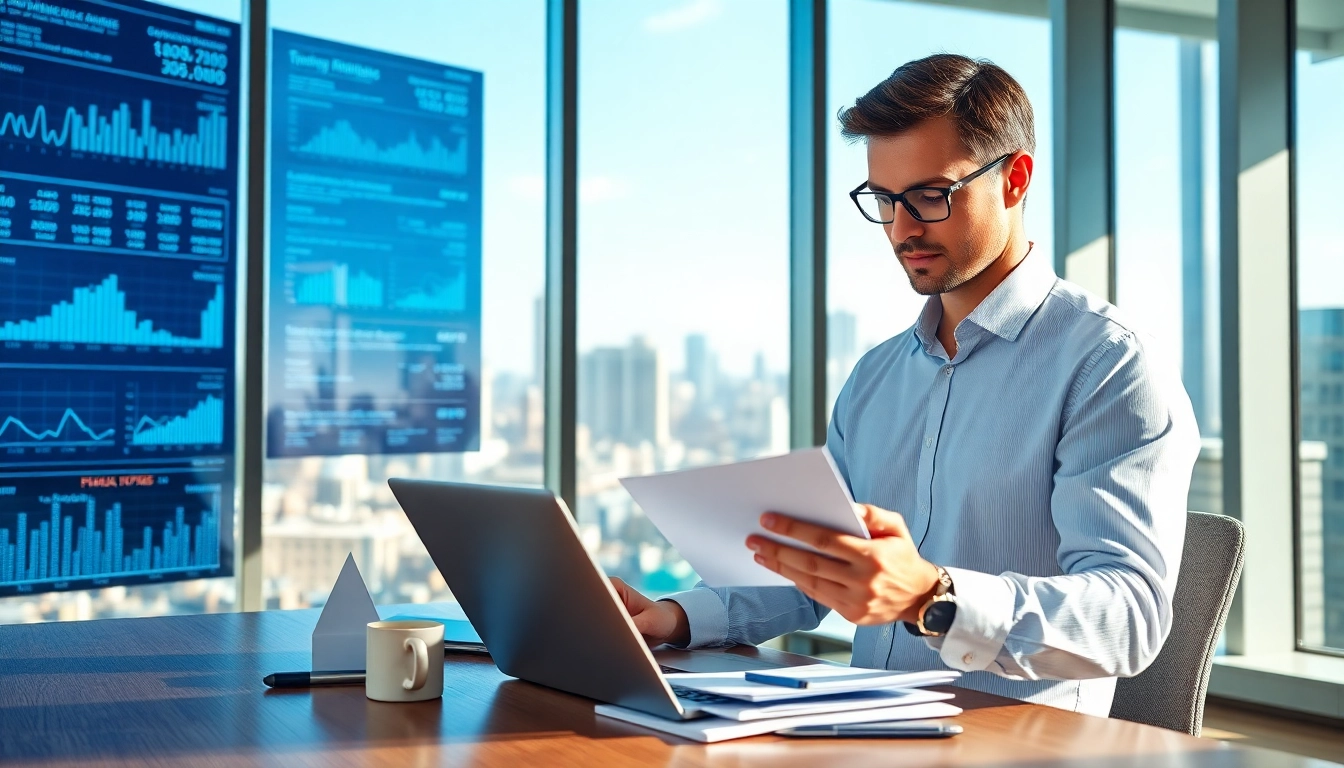 Engaging in Monthly Accounting Services with a professional accountant analyzing financial data.