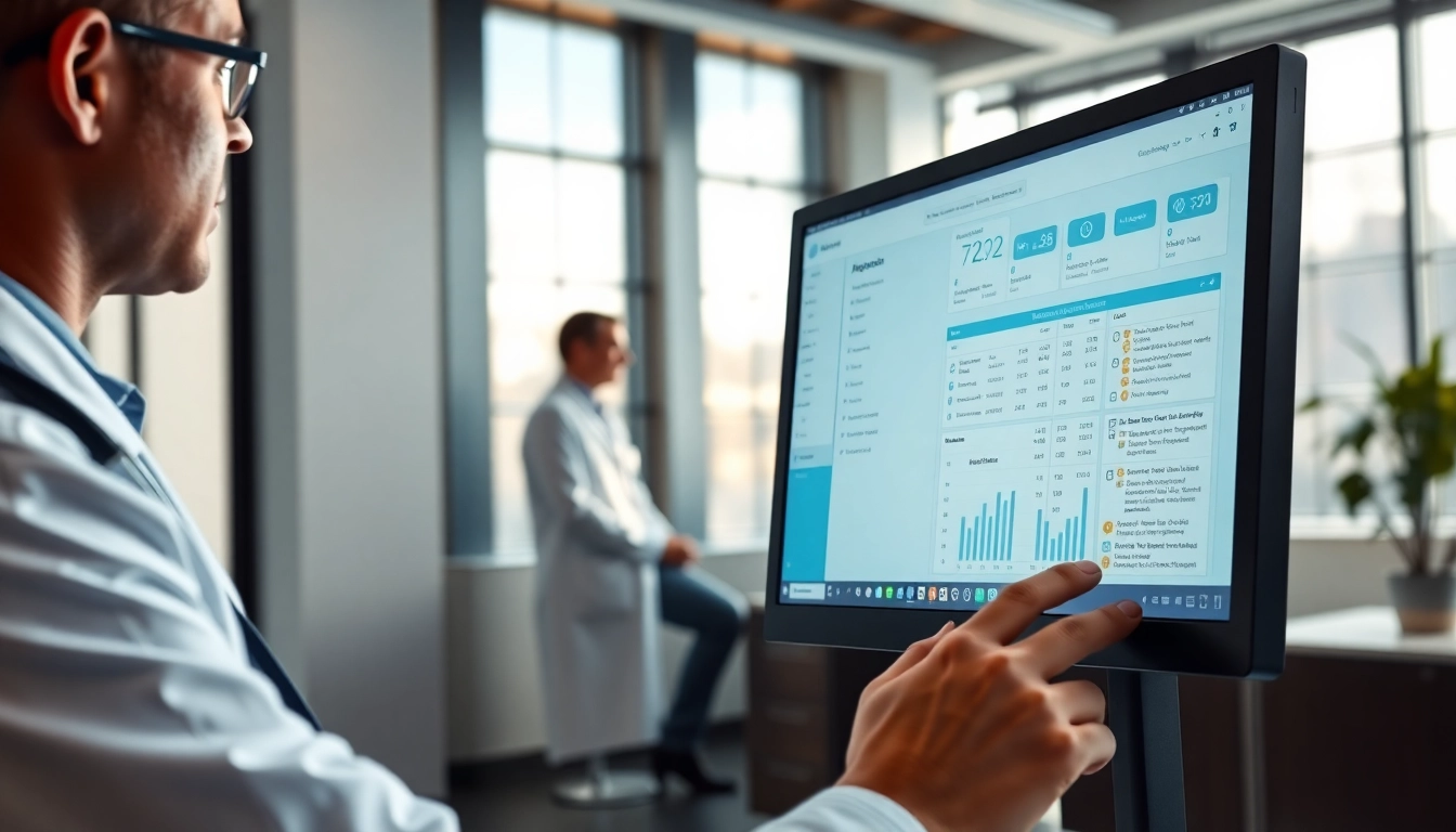 Using eprescribing software for doctors in a modern medical office emphasizes efficiency in patient care.